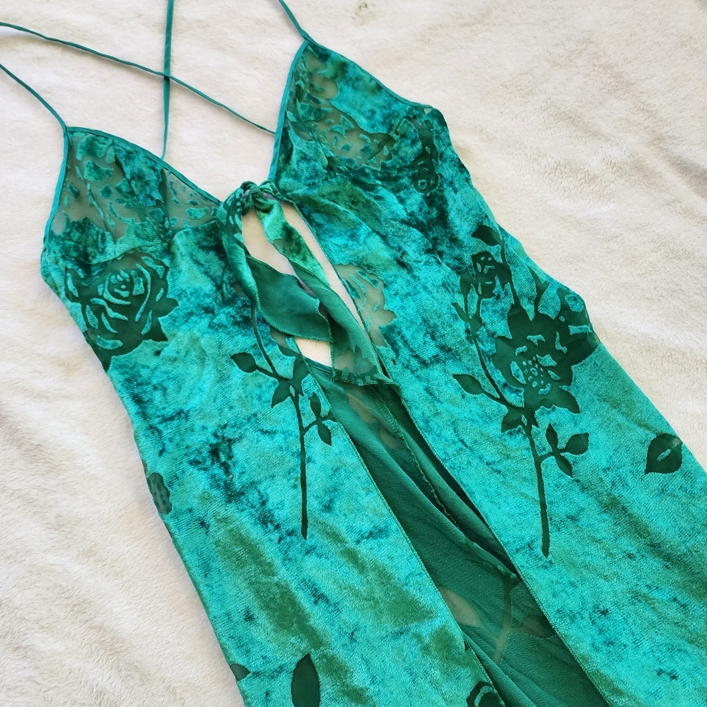 Vintage Velvet Green Butterfly Dress
